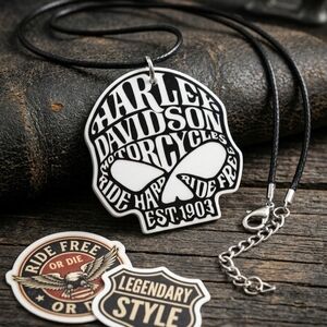Cool Ride Happy Or Die Free Harley Davidson Motorcycle Skull Pendant Necklace